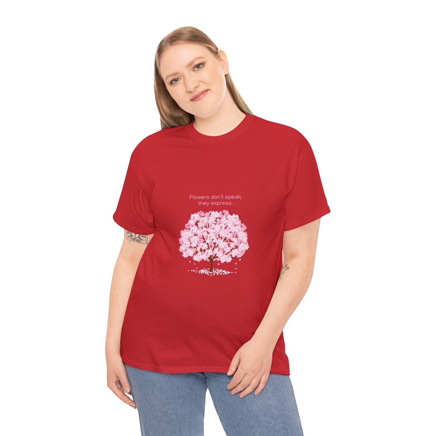 Cherry Blossom Tree T-Shirt — "Flowers don't speak, they express