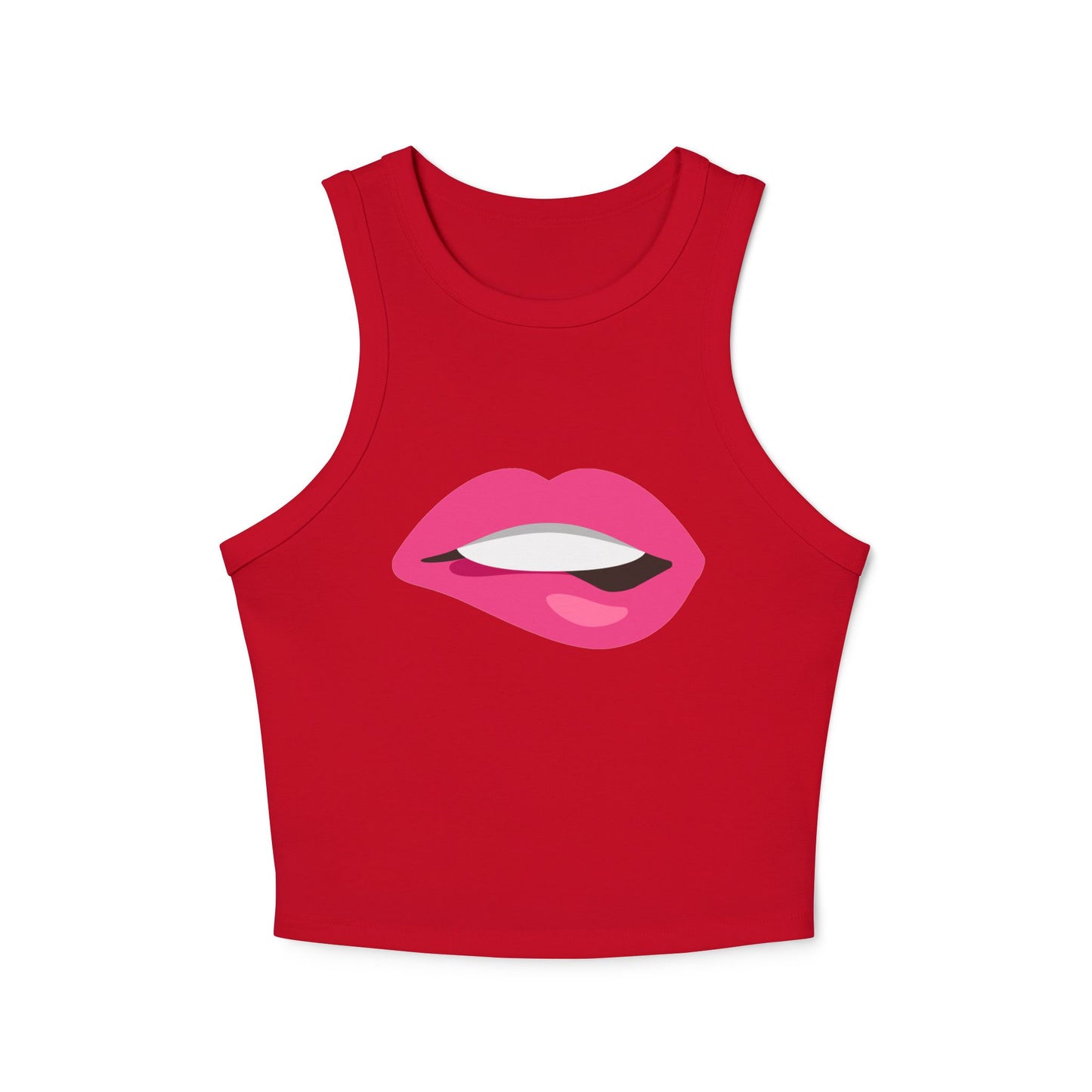 Chic Racer Tank Top with Fun Lip Design