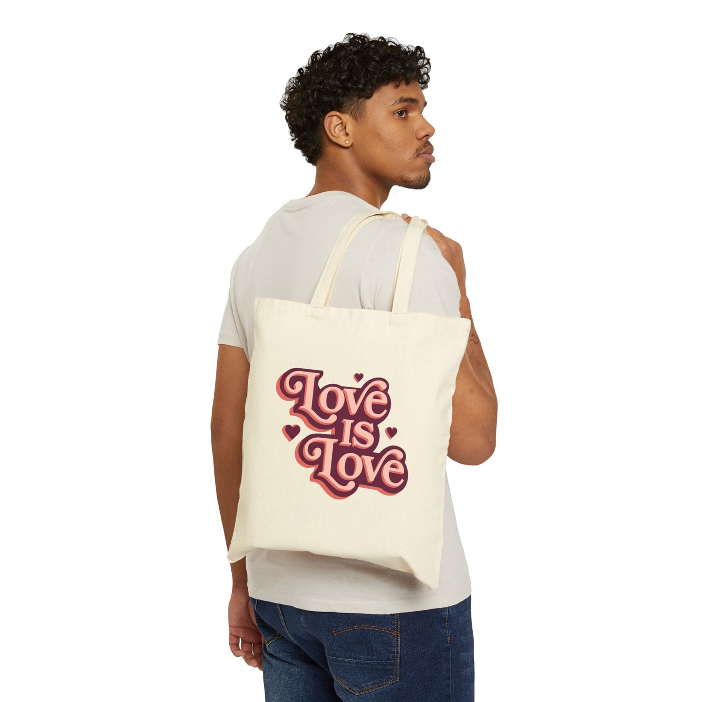 Love is Love Cotton Canvas Tote Bag | Perfect for Gifts, Eco-Friendly Shopper, Beach Bag, Valentine's Day, Everyday Use