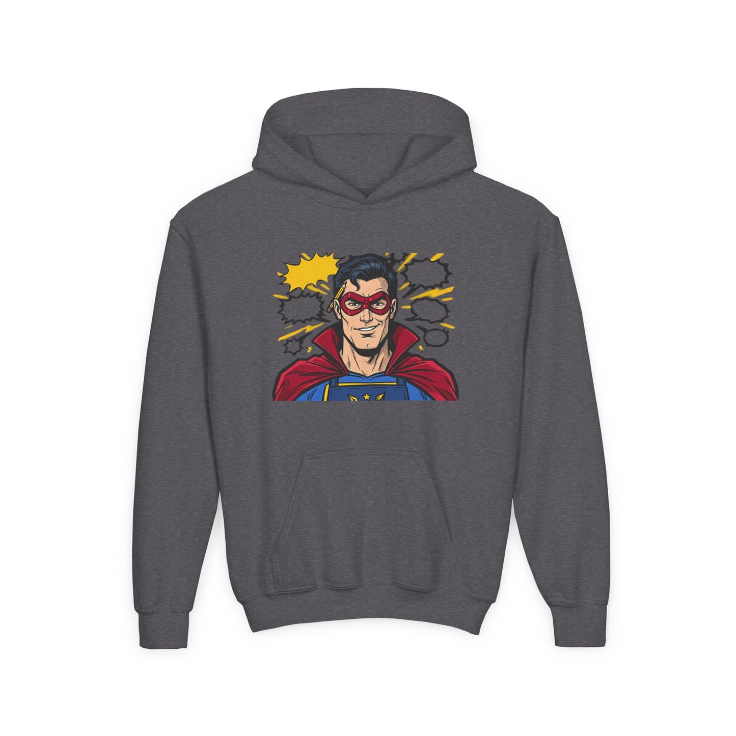 Comic Book Man Youth Hoodie — Graphic Superhero Pullover