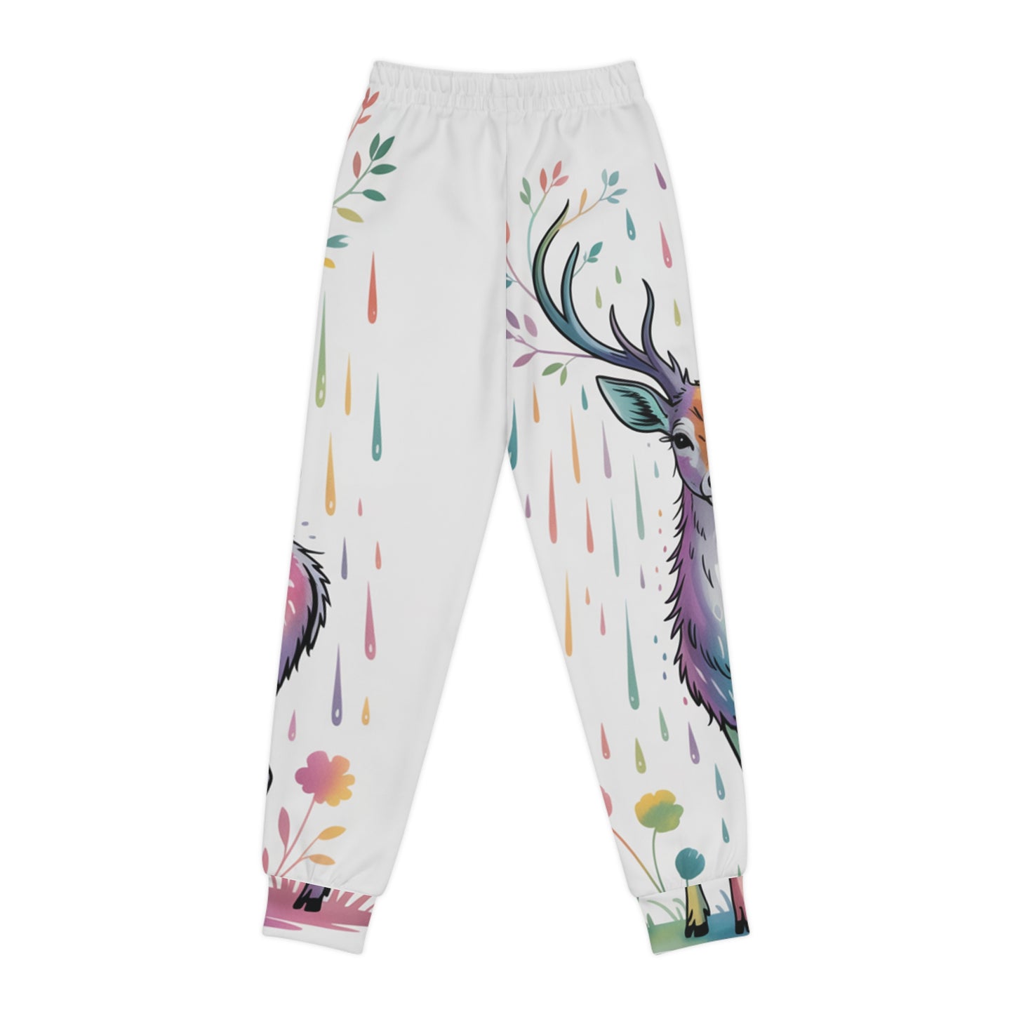 Colorful Deer Youth Joggers - Vibrant AOP Design for Creative Kids