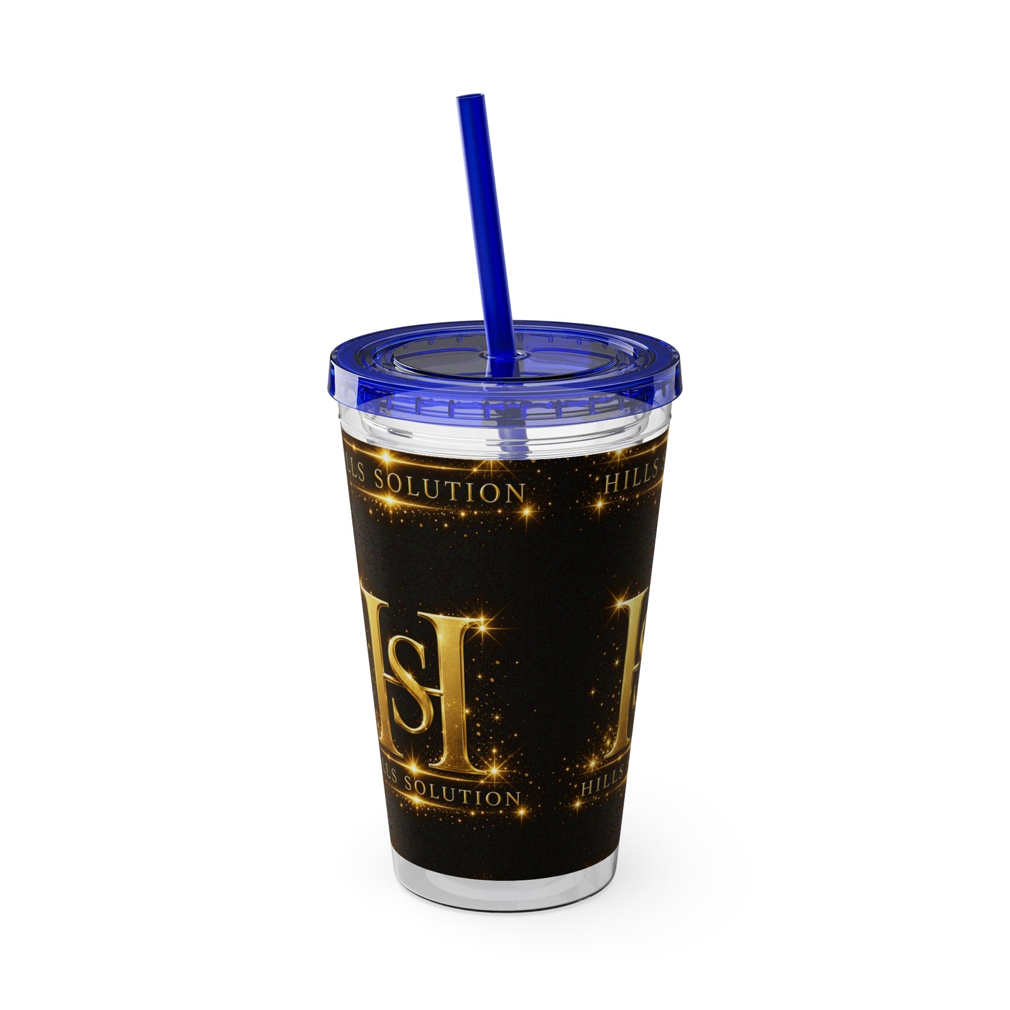 16oz Sunsplash Straw Tumbler — Gold 'HS' Logo Insulated Cup