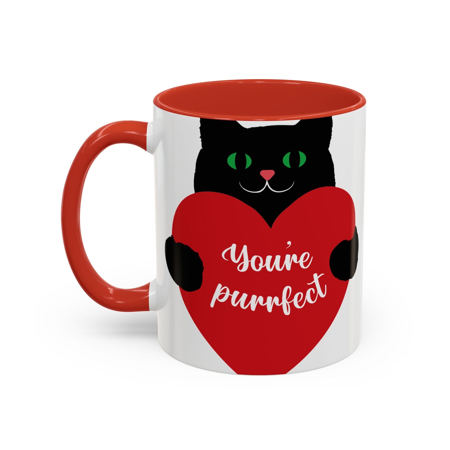 Purrfect Cat Heart Accent Coffee Mug – "You're Purrfect" 11/15oz