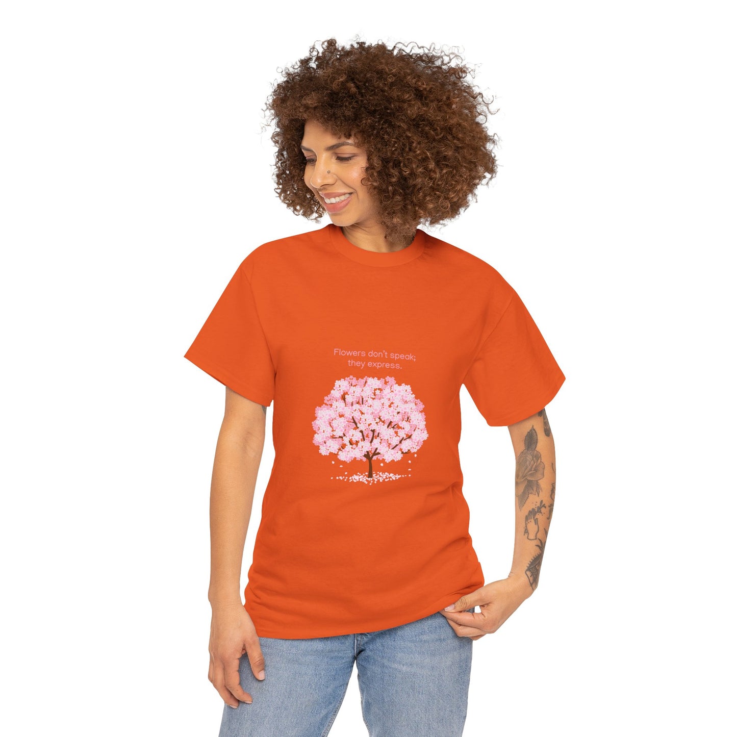 Cherry Blossom Tree T-Shirt — "Flowers don't speak, they express