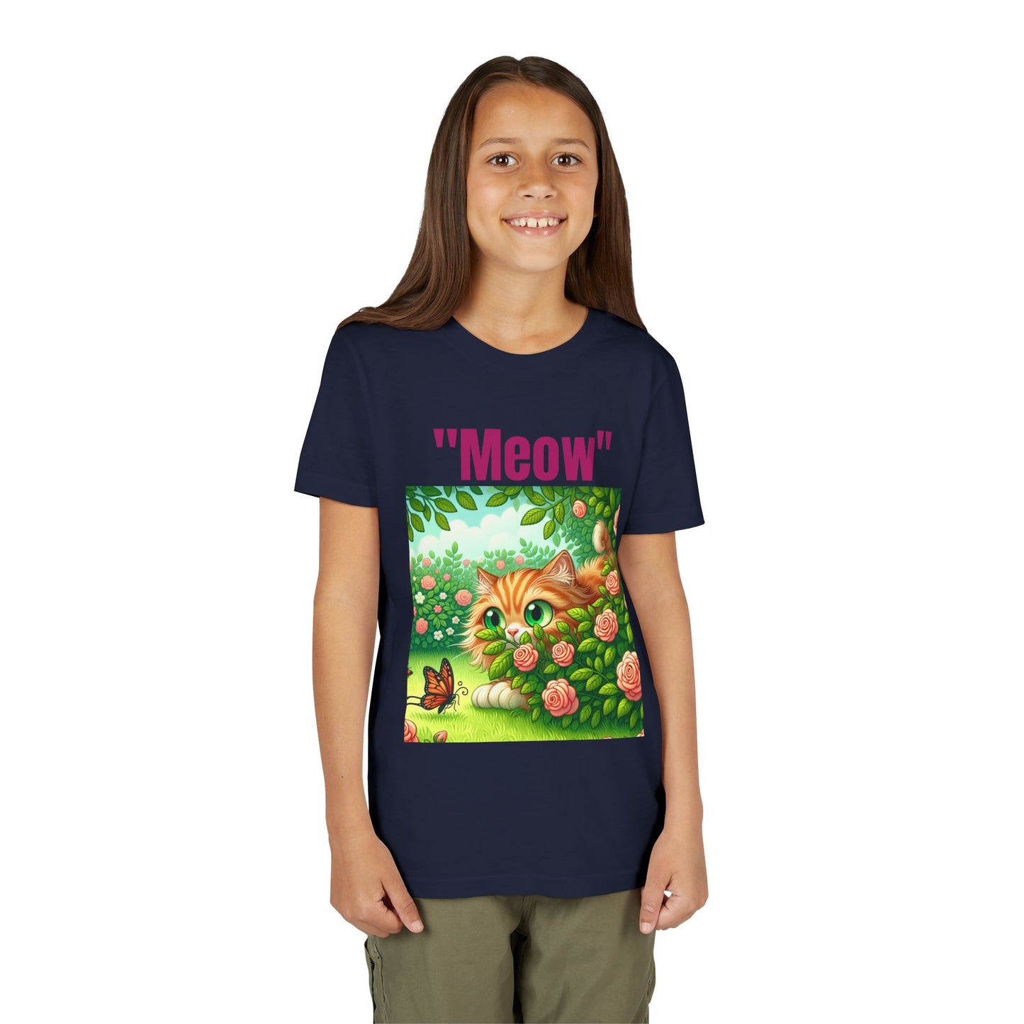 Meow Cat Youth Tee, Cute Kitten Shirt