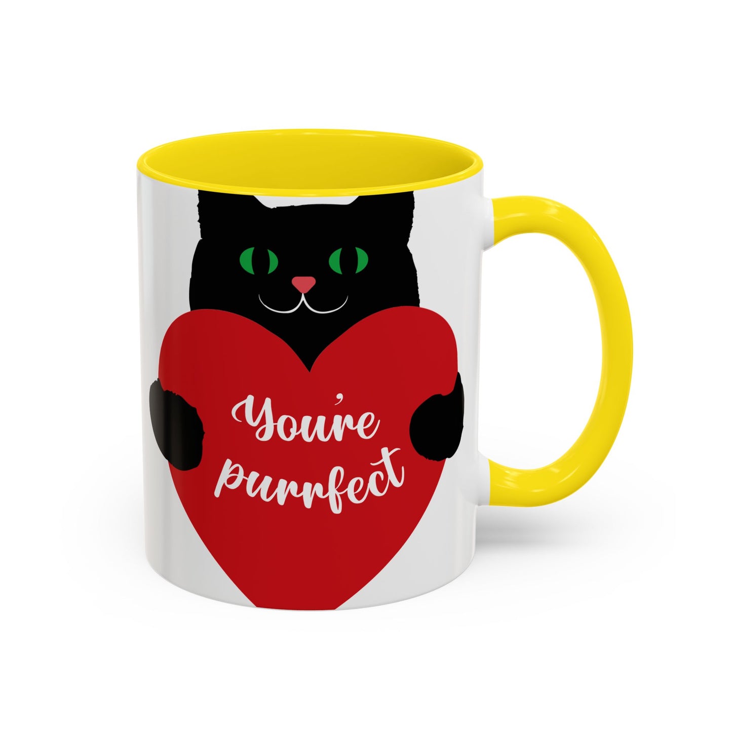 Purrfect Cat Heart Accent Coffee Mug – "You're Purrfect" 11/15oz