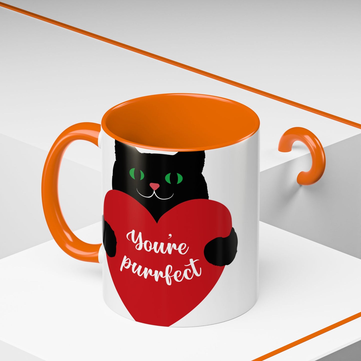 Purrfect Cat Heart Accent Coffee Mug – "You're Purrfect" 11/15oz