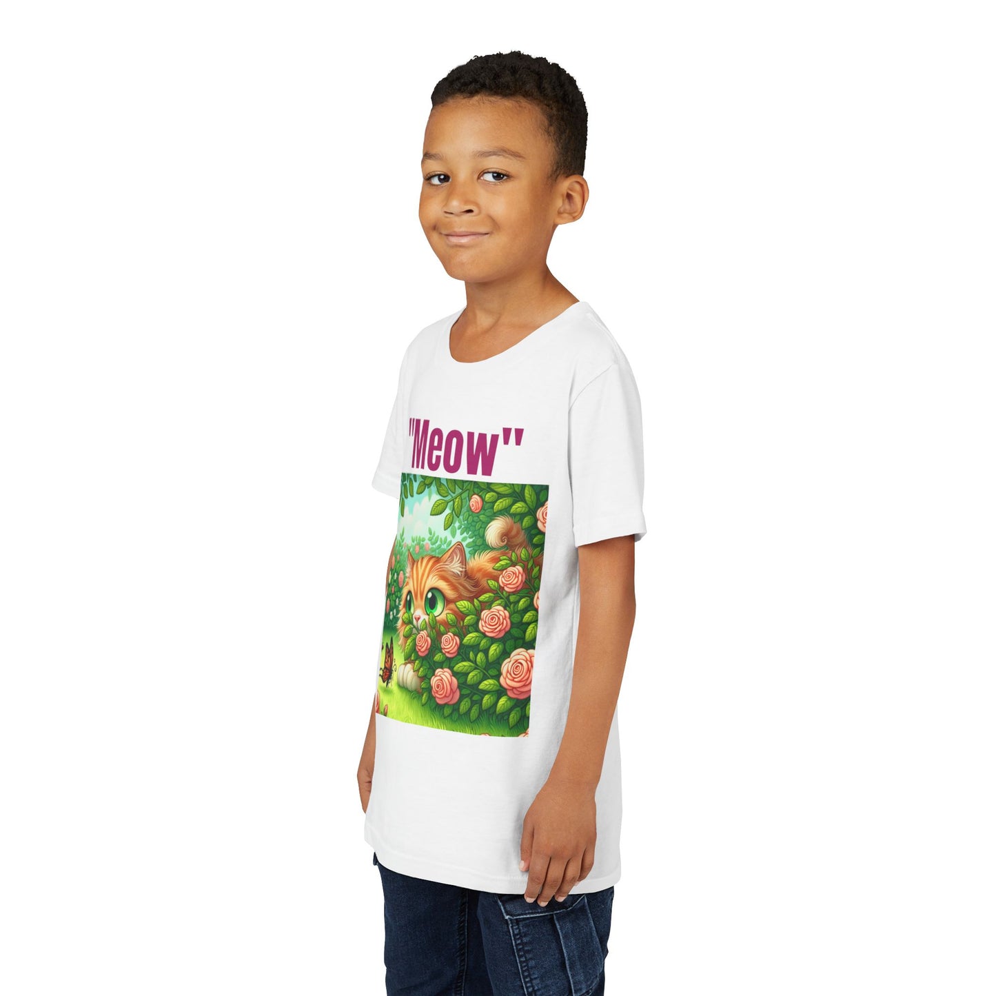 Meow Cat Youth Tee, Cute Kitten Shirt
