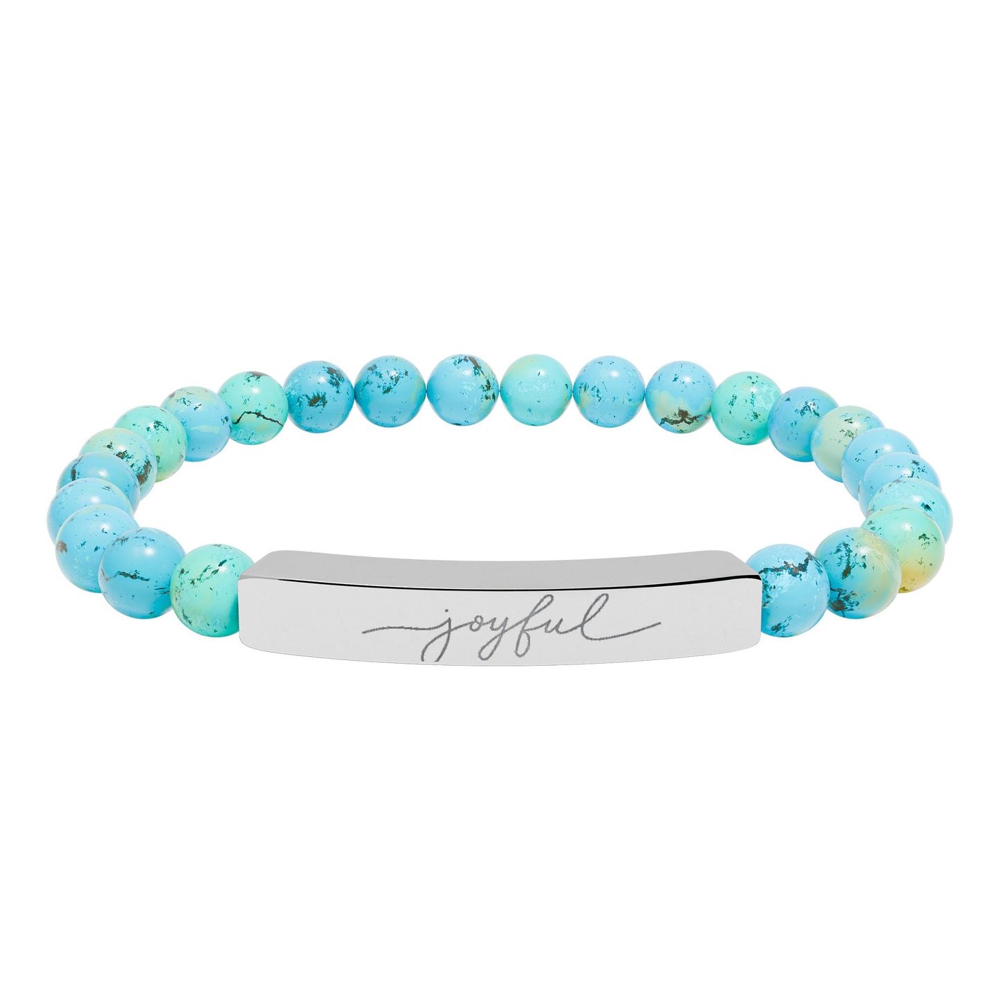 Engraved Natural Stone Stretch Bracelet