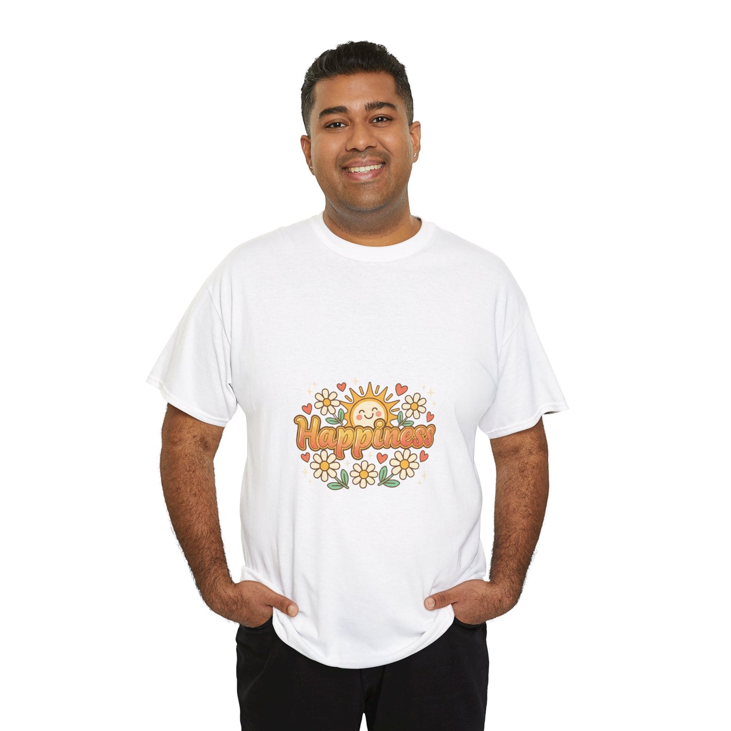 T-Shirt — "Happiness" Retro Sunflower Graphic Tee