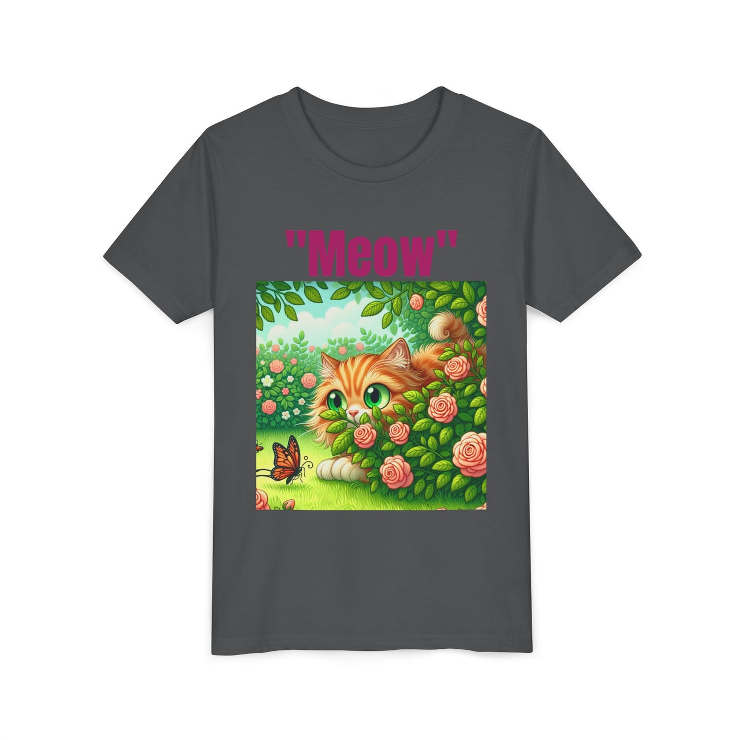 Meow Cat Youth Tee, Cute Kitten Shirt