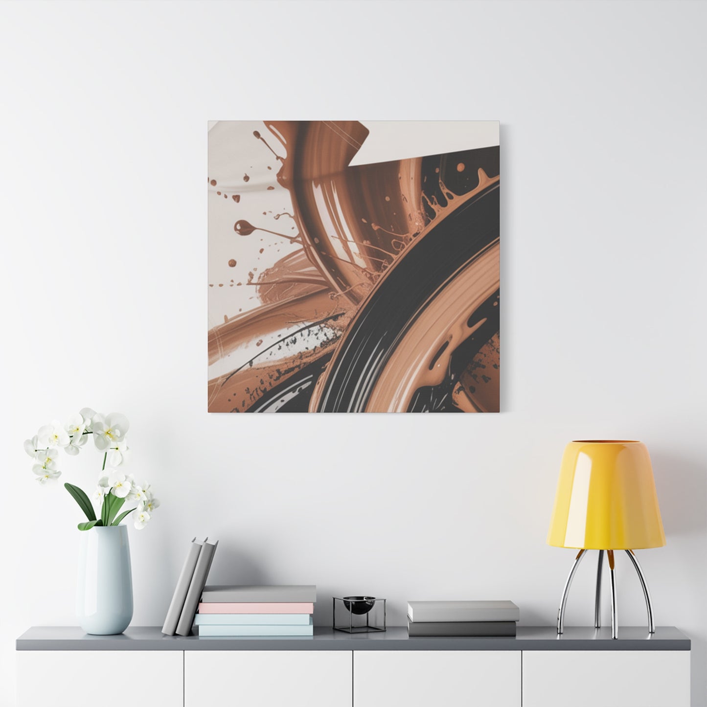 Abstract Brown Swirl Matte Canvas Wall Art (Stretched 1.25")