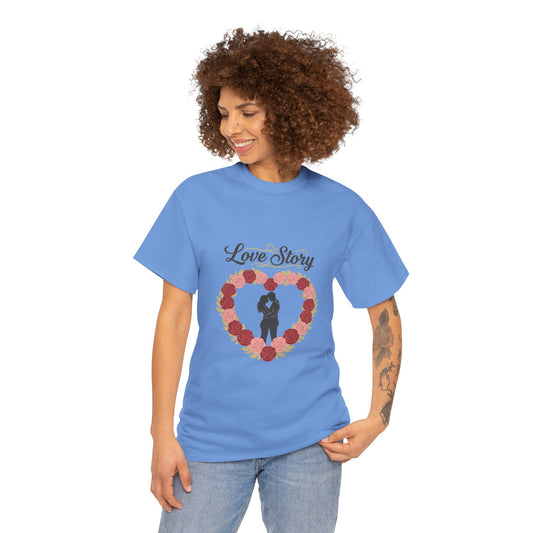 Love Story T-Shirt — 'Love Story' Floral Heart Romance Tee
