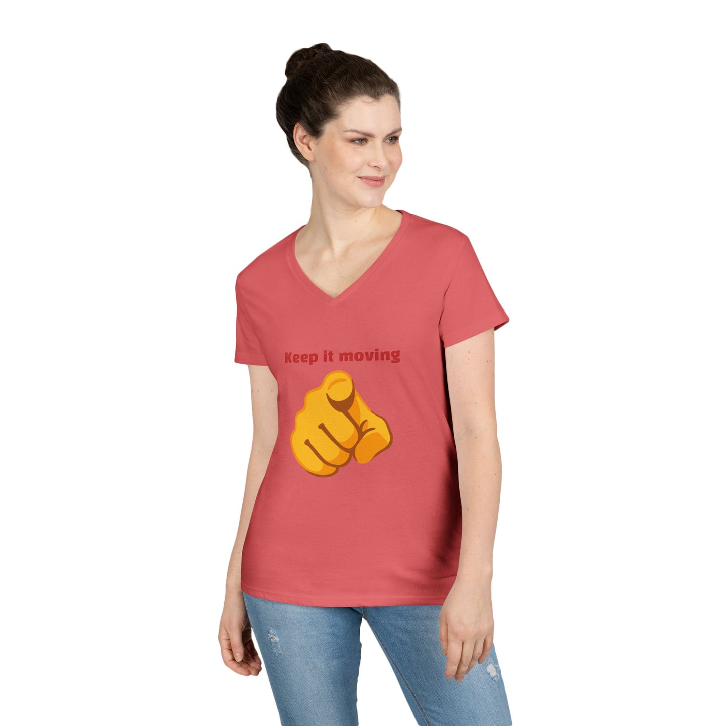 Motivational Ladies' V-Neck T-Shirt - Keep it Moving, Fitspiration Tee, Workout Shirt, Casual Wear, Gift for Fitness Enthusiasts