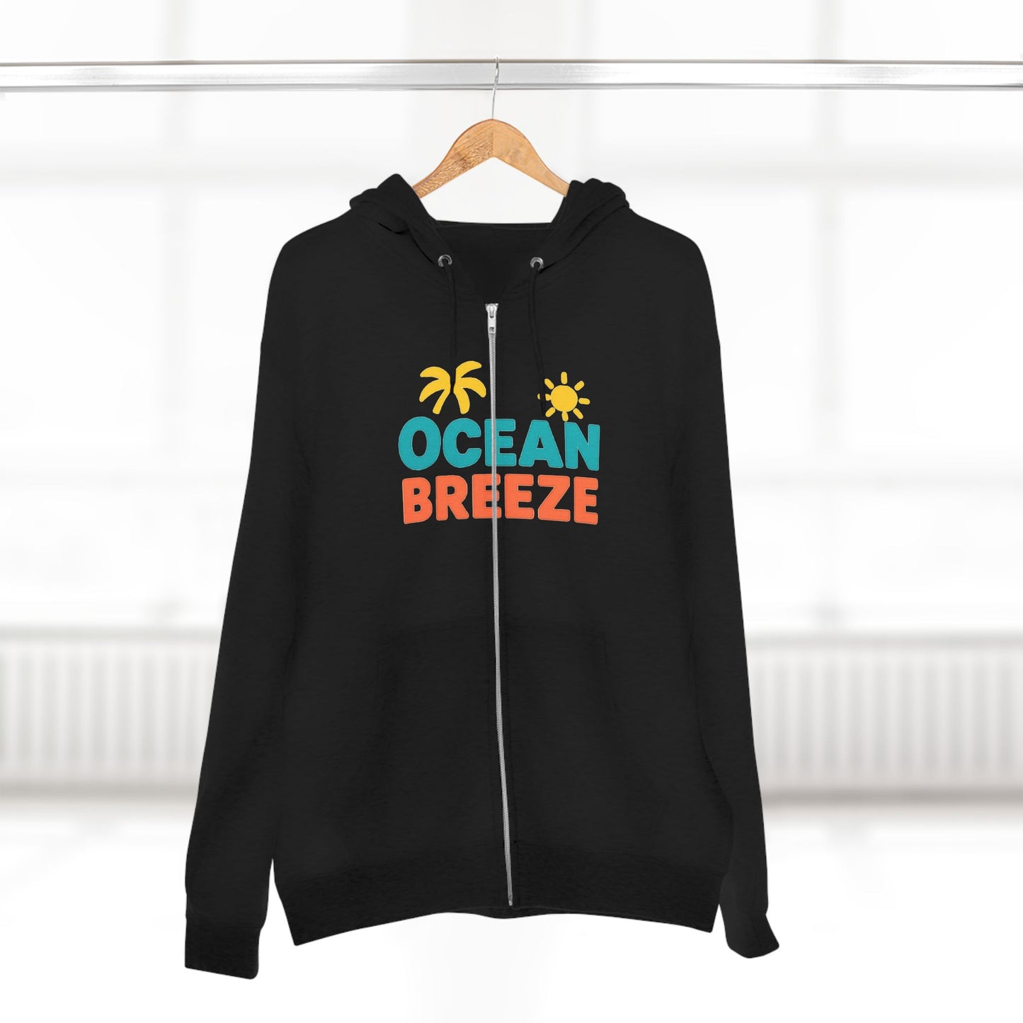 Ocean Breeze Unisex Zip Hoodie, Cozy Lightweight Jacket, Beach Vibes Wear, Summer Evenings Apparel, Ideal Gift for Friends