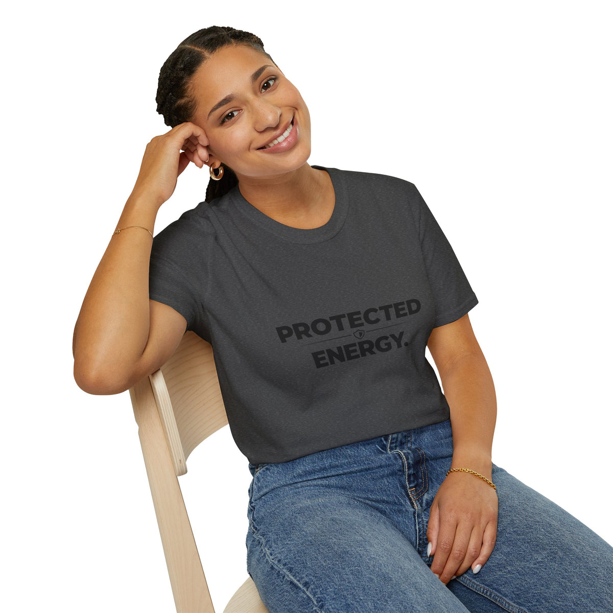 Protected Energy T‑Shirt — Minimalist Spiritual Graphic Tee