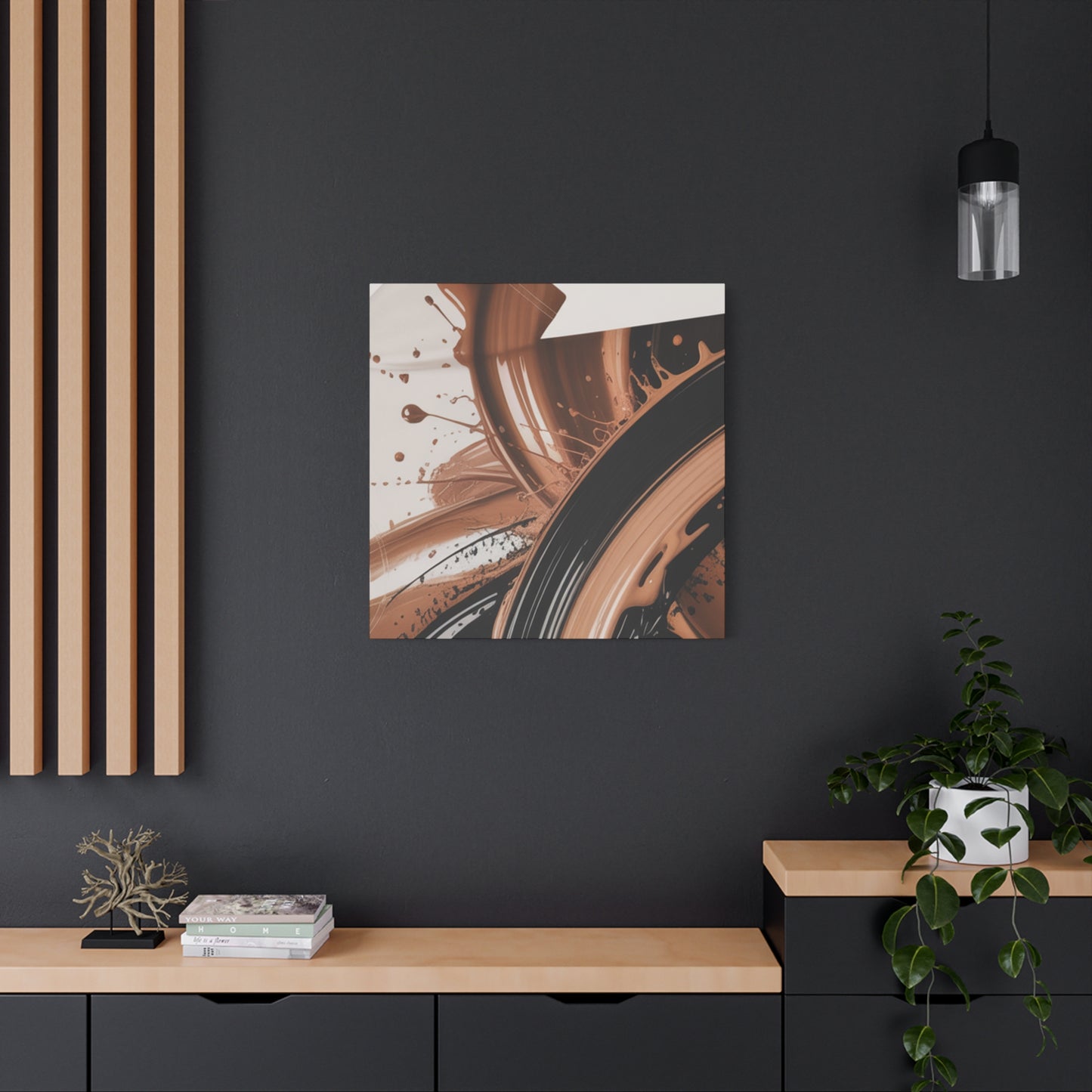 Abstract Brown Swirl Matte Canvas Wall Art (Stretched 1.25")