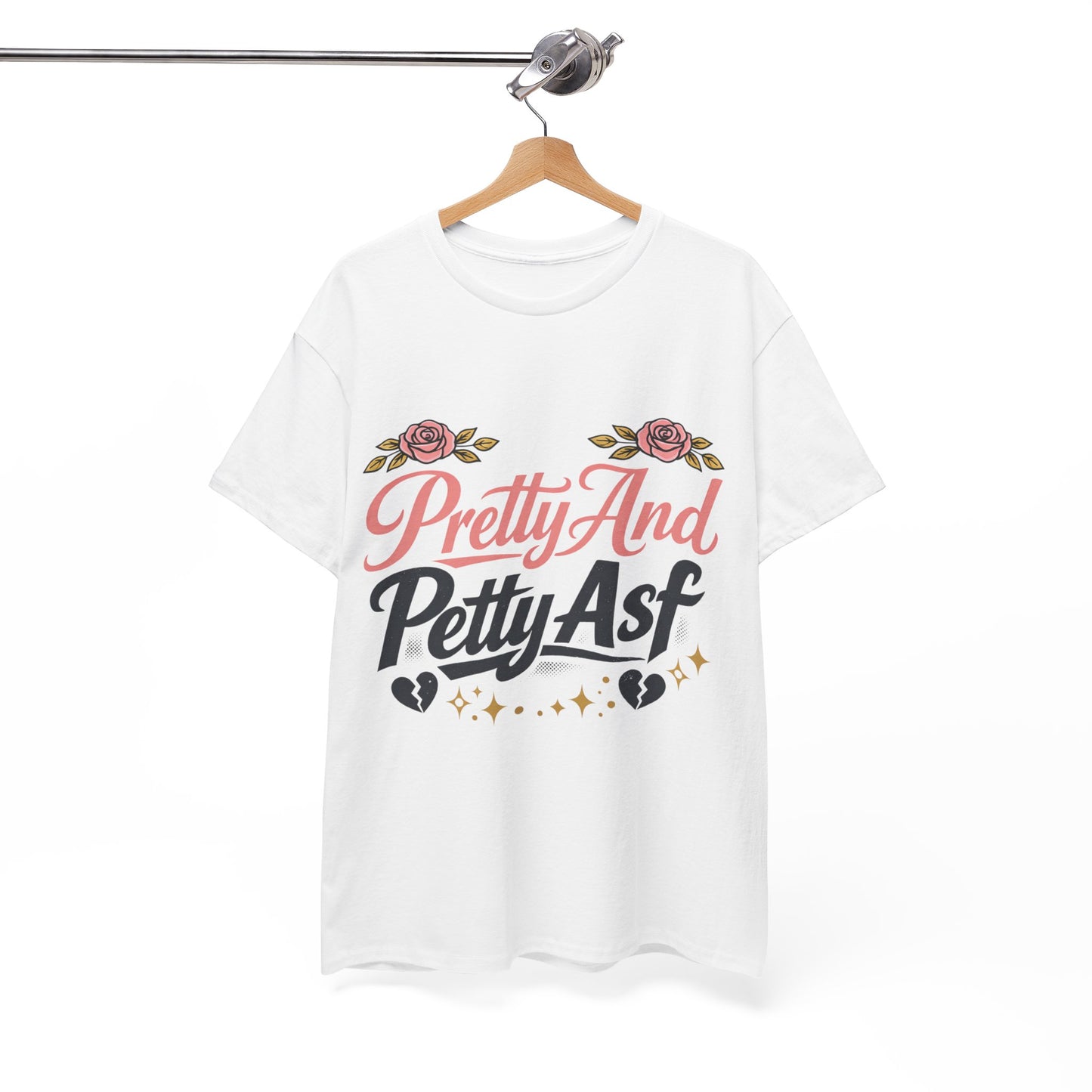 Pretty And Petty Asf Tee — Floral Retro Slogan T‑Shirt