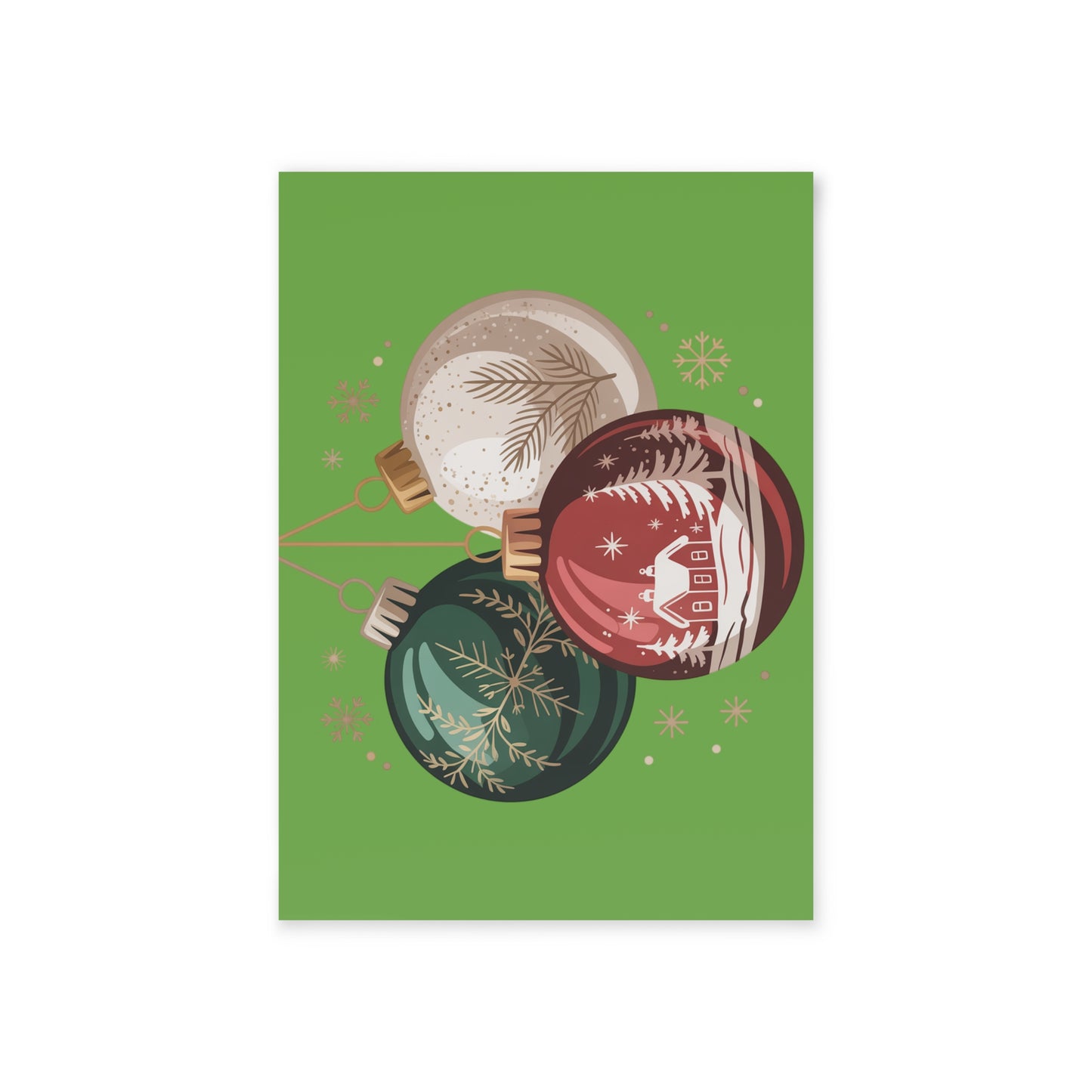 Holiday Cards — Festive Ornament Wreath Two-Sided Christmas Greeting Cards