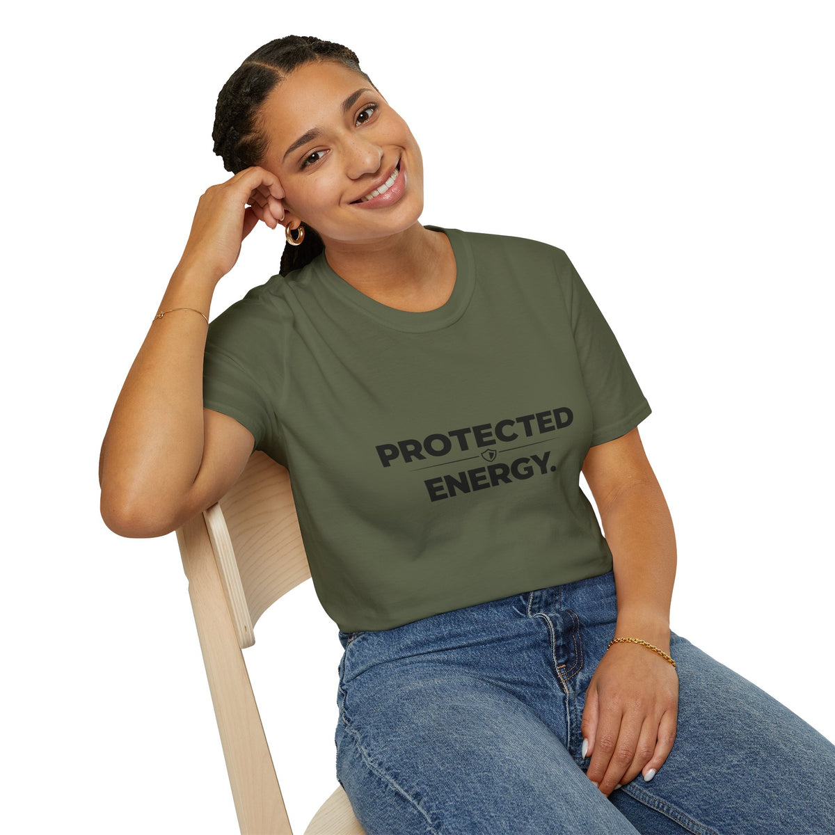 Protected Energy T‑Shirt — Minimalist Spiritual Graphic Tee