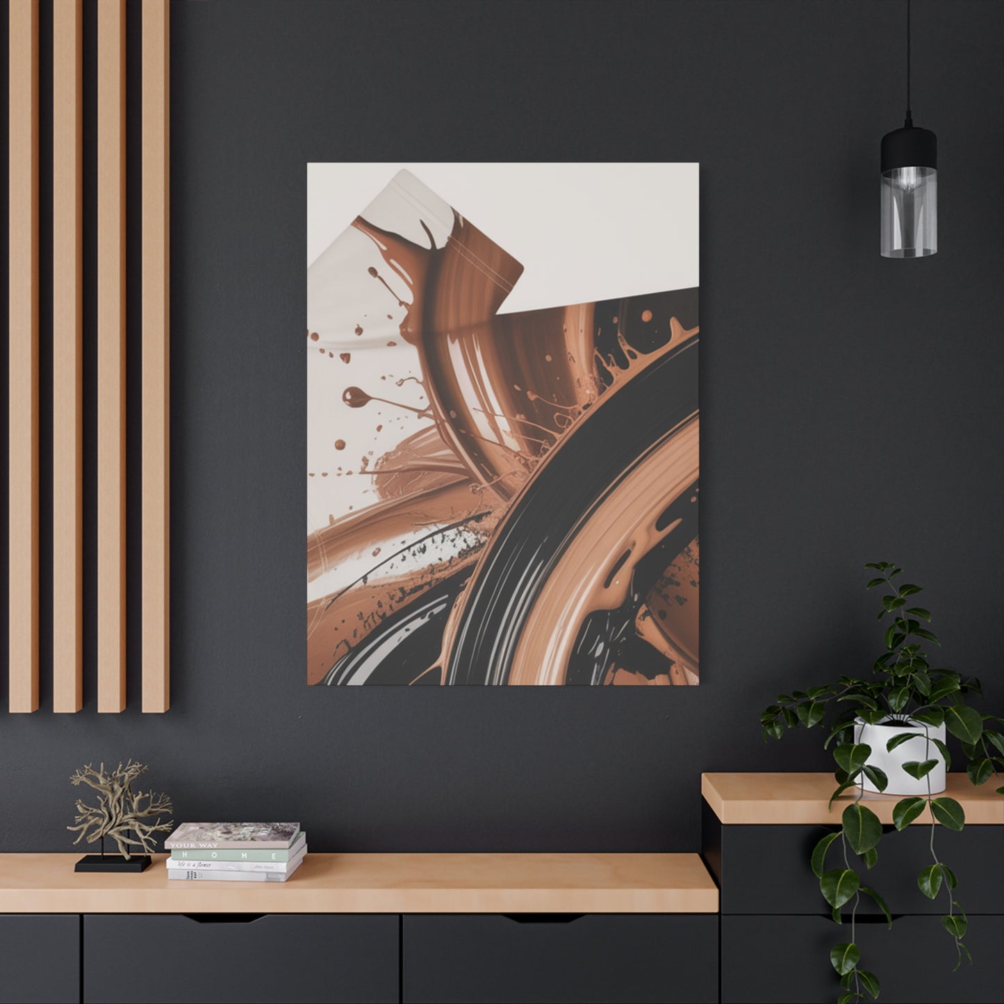 Abstract Brown Swirl Matte Canvas Wall Art (Stretched 1.25")