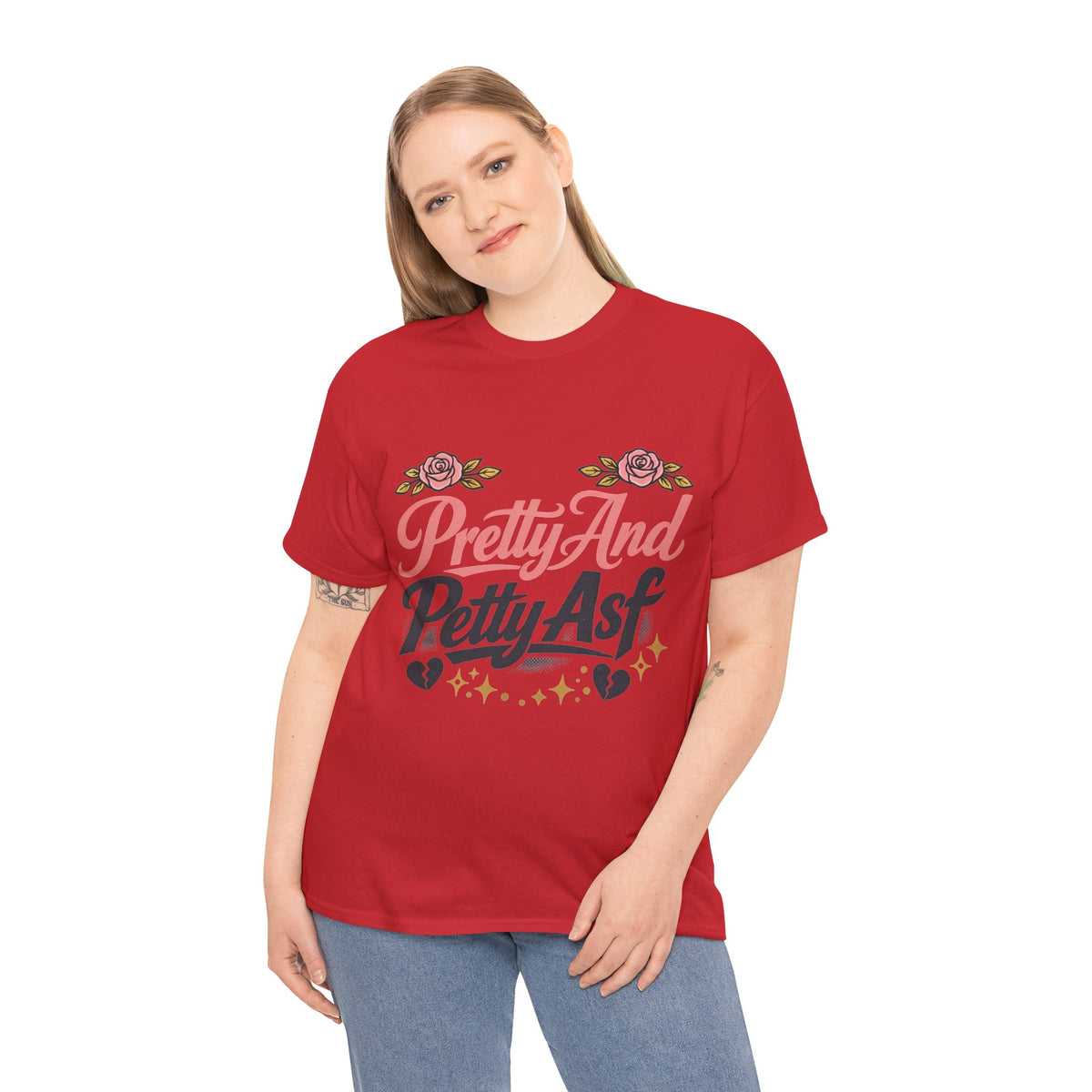 Pretty And Petty Asf Tee — Floral Retro Slogan T‑Shirt