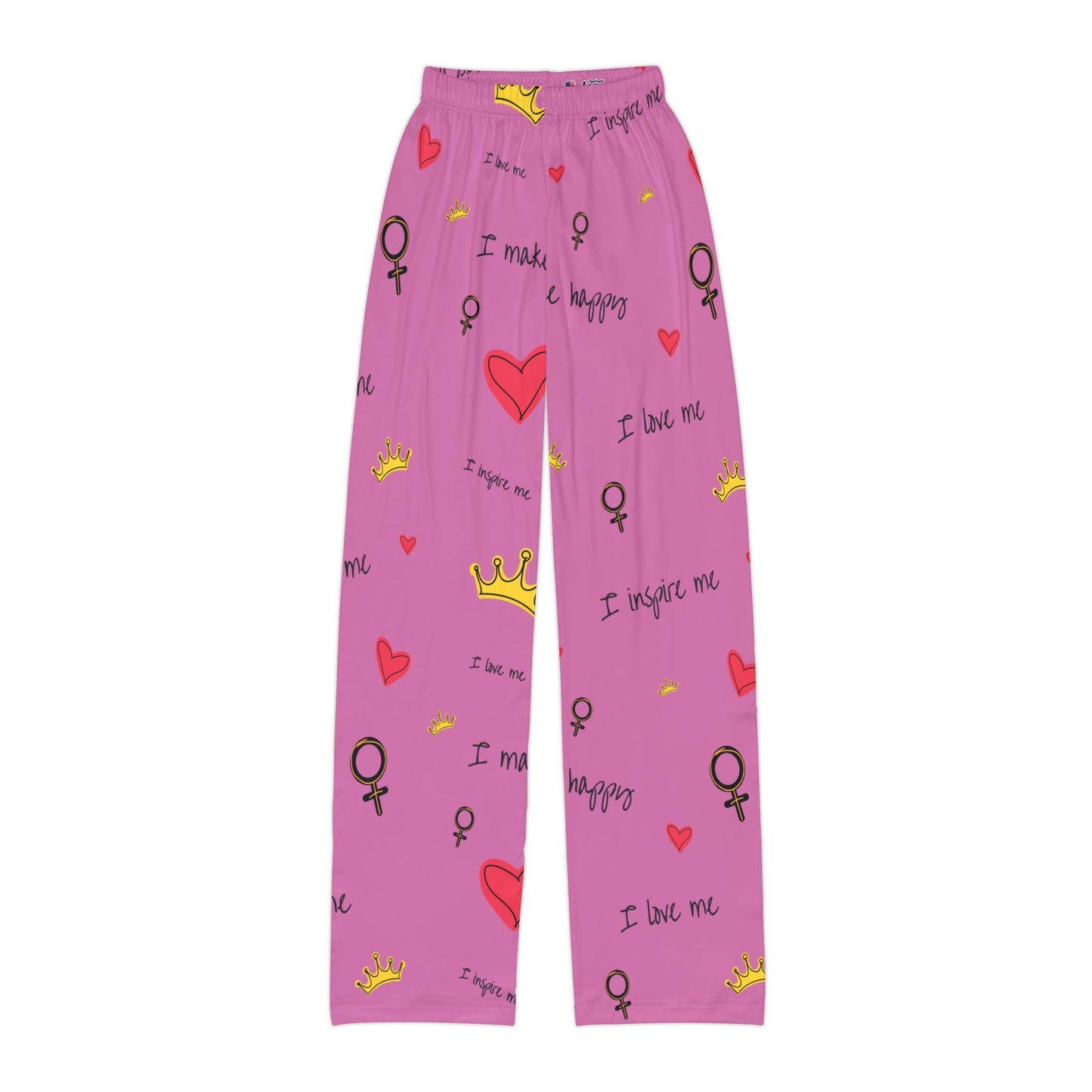 Cute Inspirational Kids Lounge Pants - I Inspire, I Make Me Happy, Girls Pajama Pants, Gift for Her, Cozy Wear