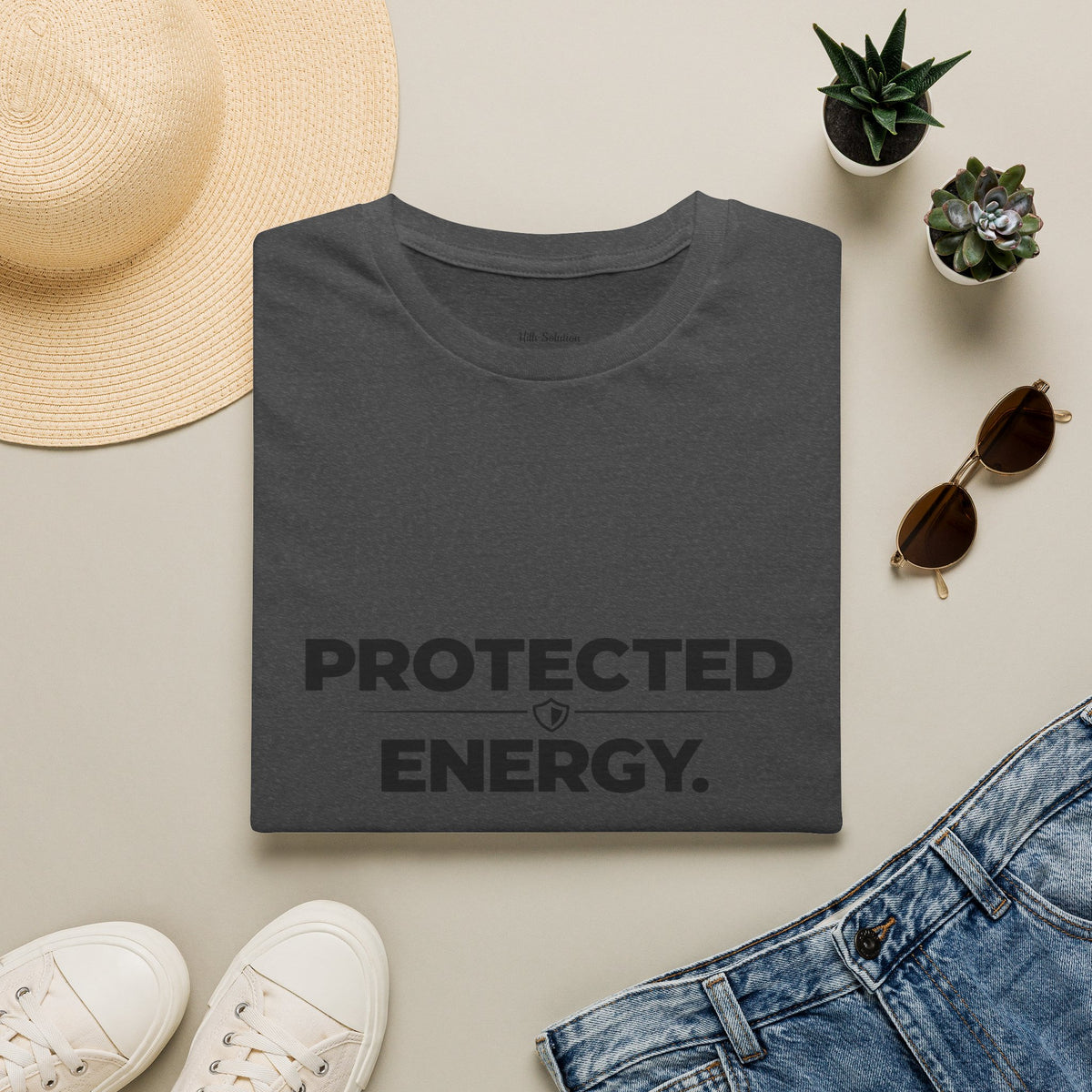 Protected Energy T‑Shirt — Minimalist Spiritual Graphic Tee