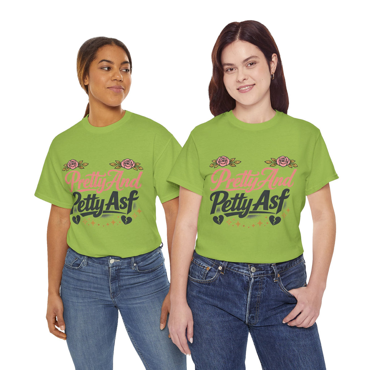 Pretty And Petty Asf Tee — Floral Retro Slogan T‑Shirt