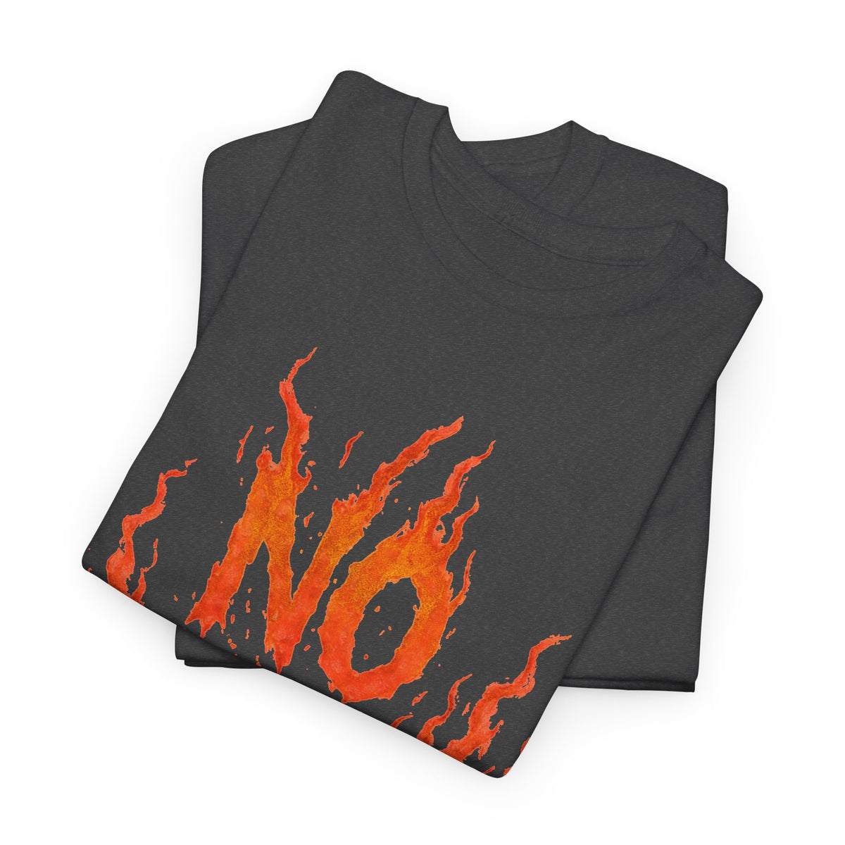 Graphic Tee — 'No Regrets' / 'Proof of Survival' Flame Text Shirt