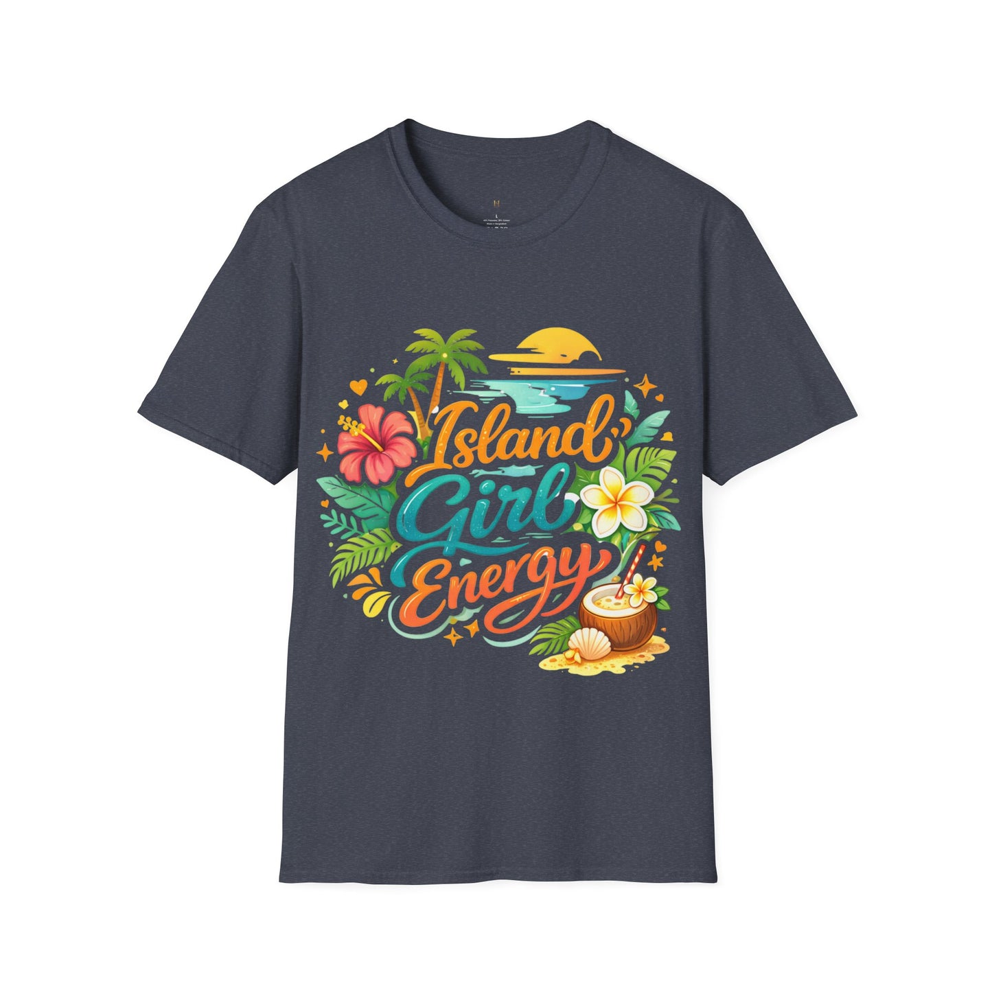 Island Girl Energy T-Shirt – Tropical Floral Sunset Tee
