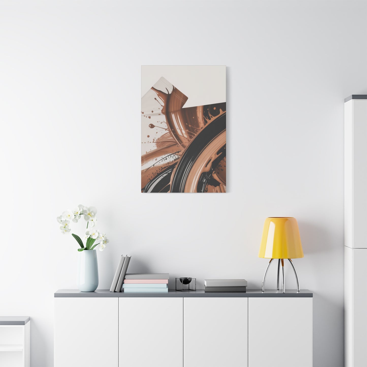 Abstract Brown Swirl Matte Canvas Wall Art (Stretched 1.25")