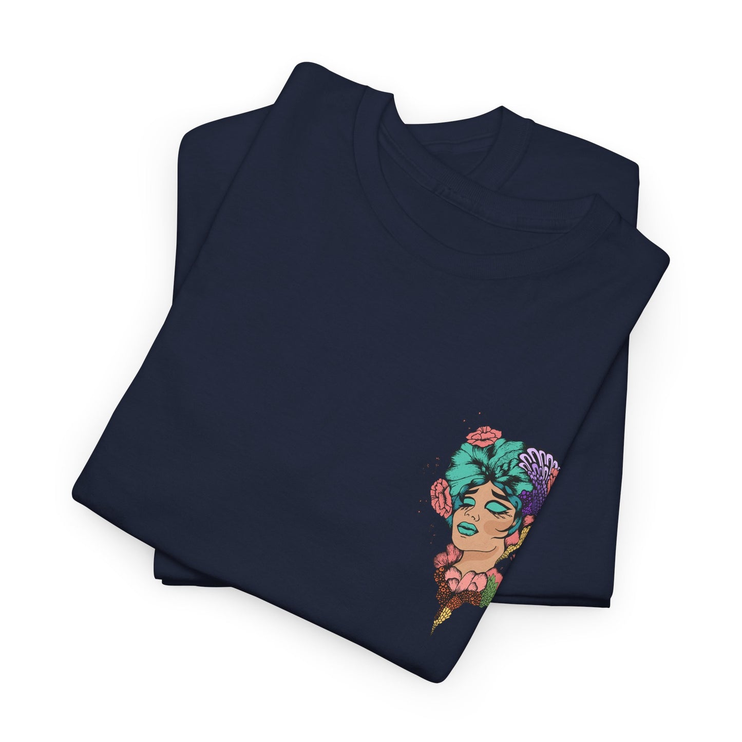 Floral Profile Art Tee — Artistic Woman Portrait Graphic T-Shirt