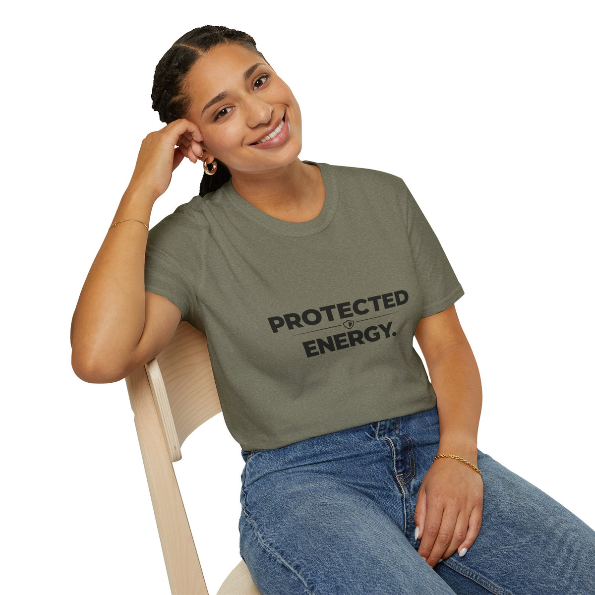 Protected Energy T‑Shirt — Minimalist Spiritual Graphic Tee