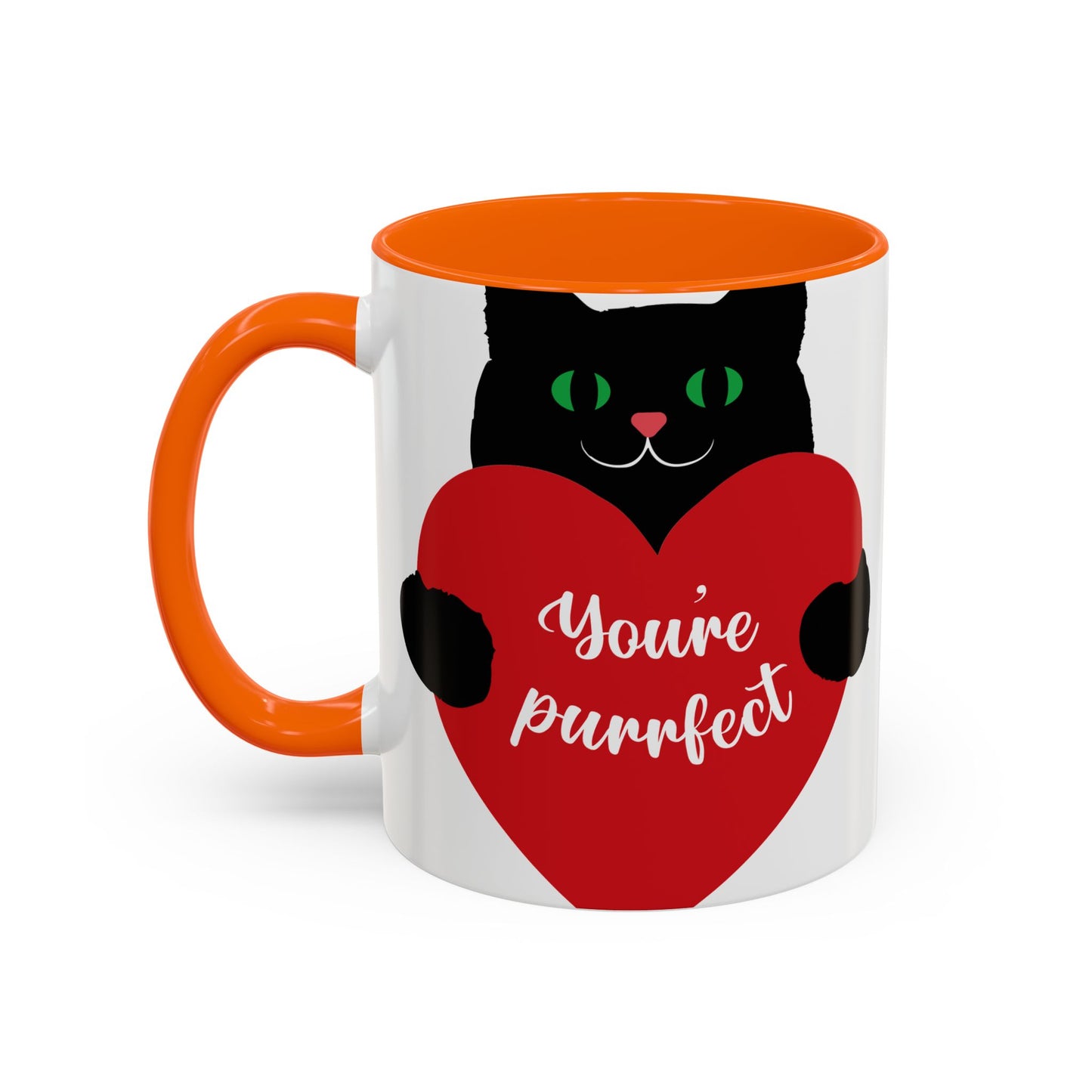 Purrfect Cat Heart Accent Coffee Mug – "You're Purrfect" 11/15oz
