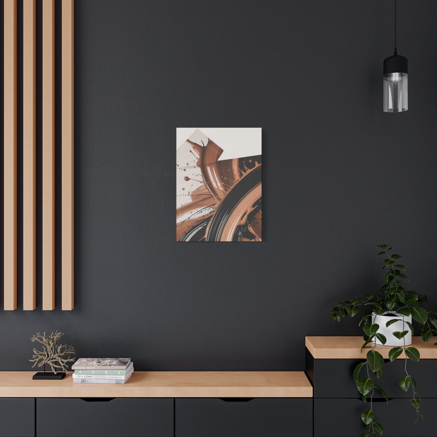 Abstract Brown Swirl Matte Canvas Wall Art (Stretched 1.25")
