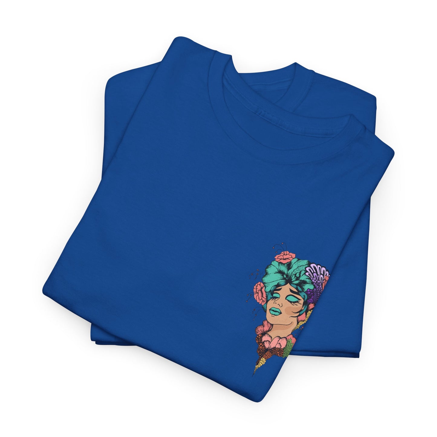 Floral Profile Art Tee — Artistic Woman Portrait Graphic T-Shirt