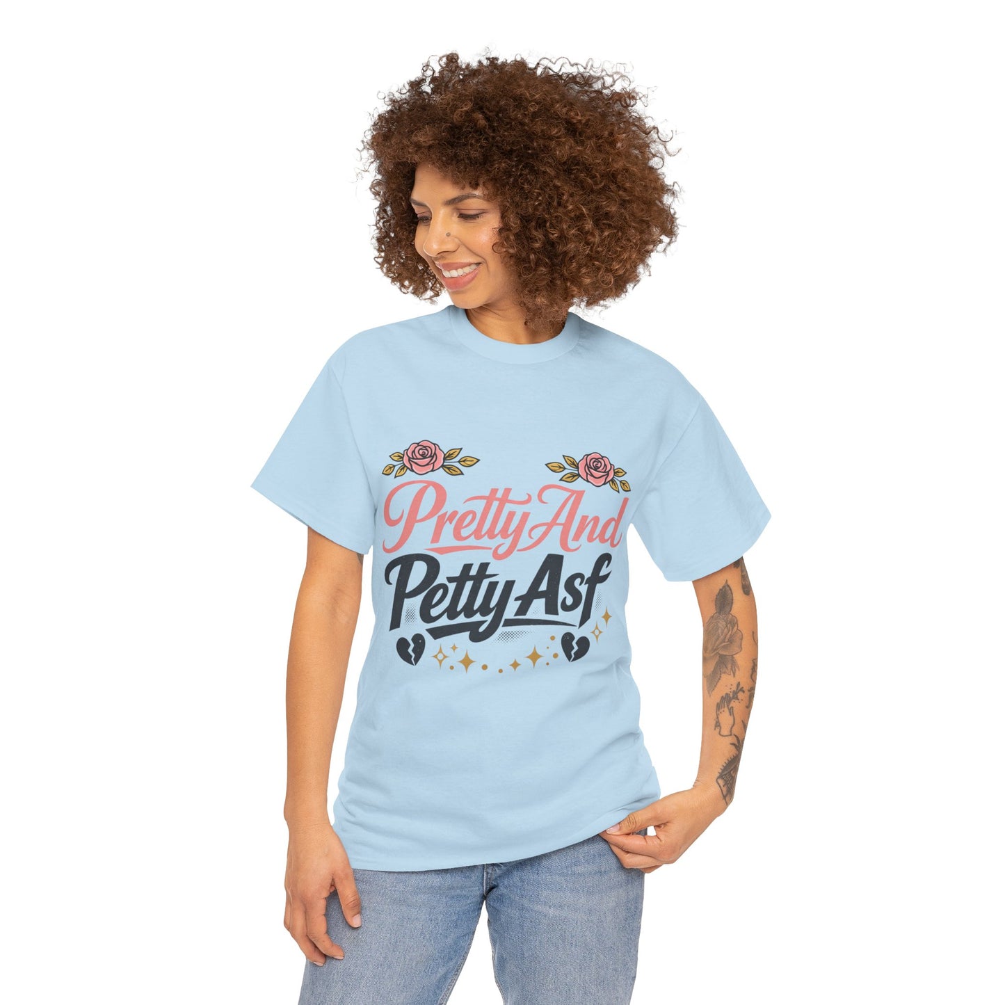 Pretty And Petty Asf Tee — Floral Retro Slogan T‑Shirt
