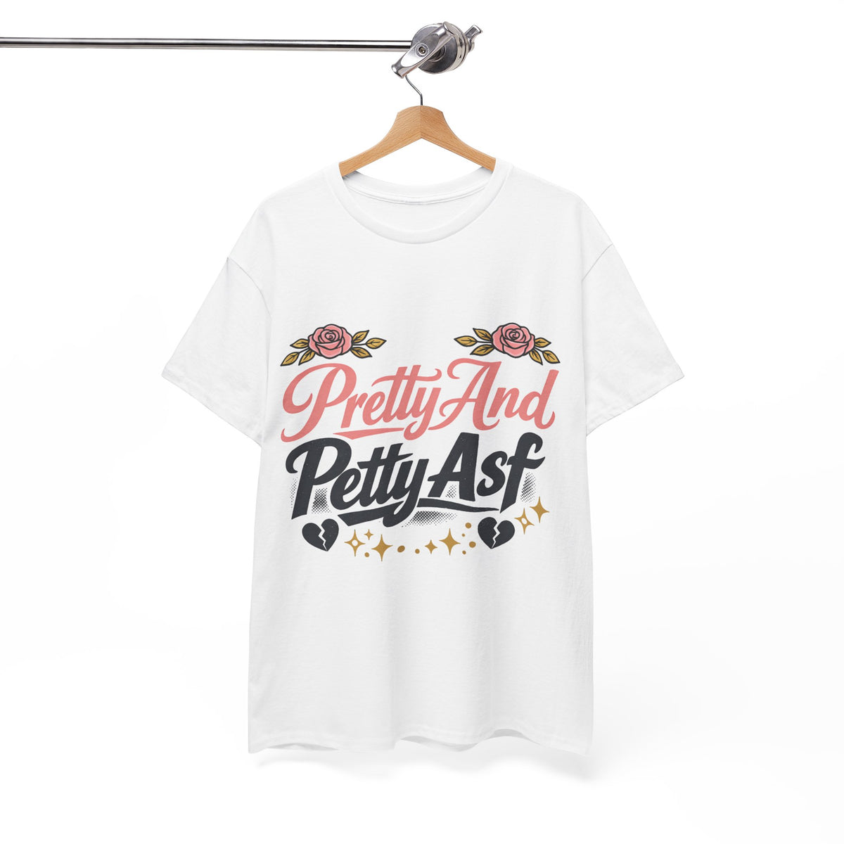 Pretty And Petty Asf Tee — Floral Retro Slogan T‑Shirt