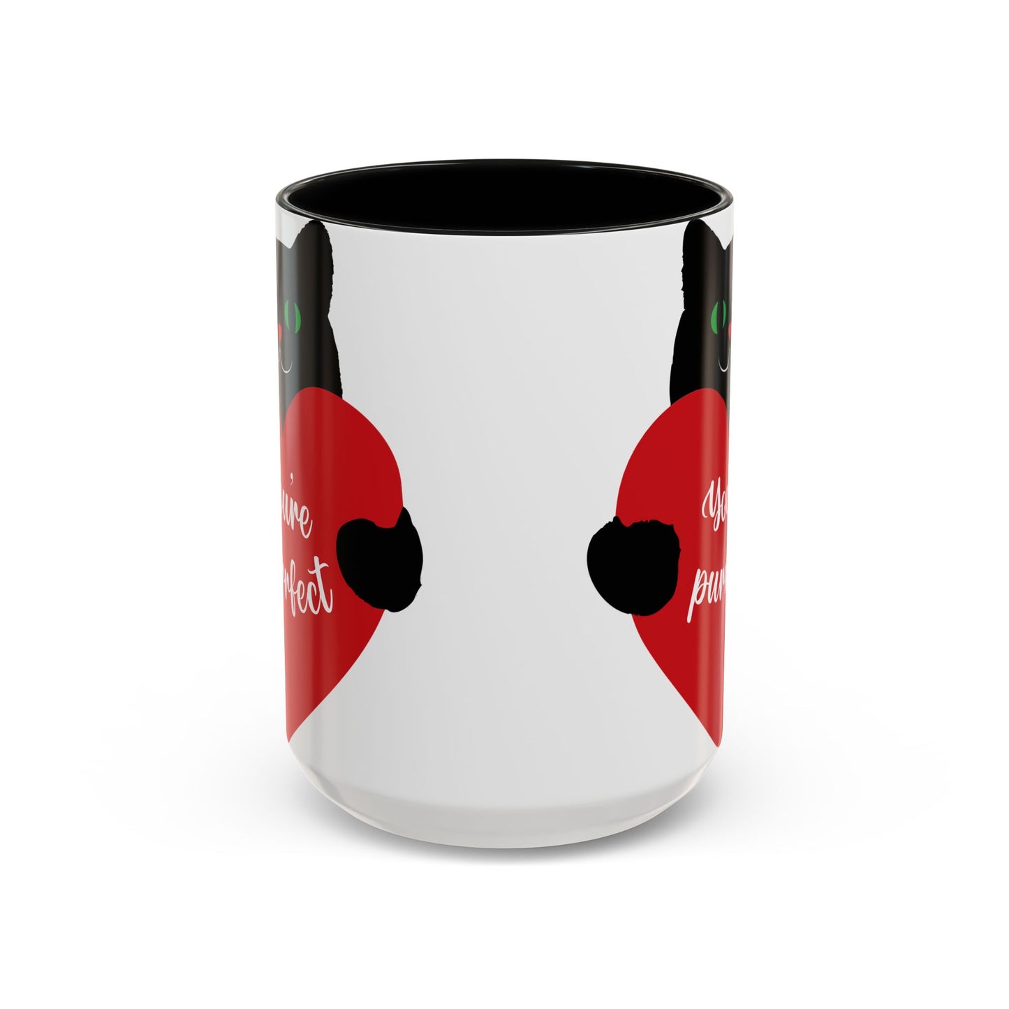 Purrfect Cat Heart Accent Coffee Mug – "You're Purrfect" 11/15oz