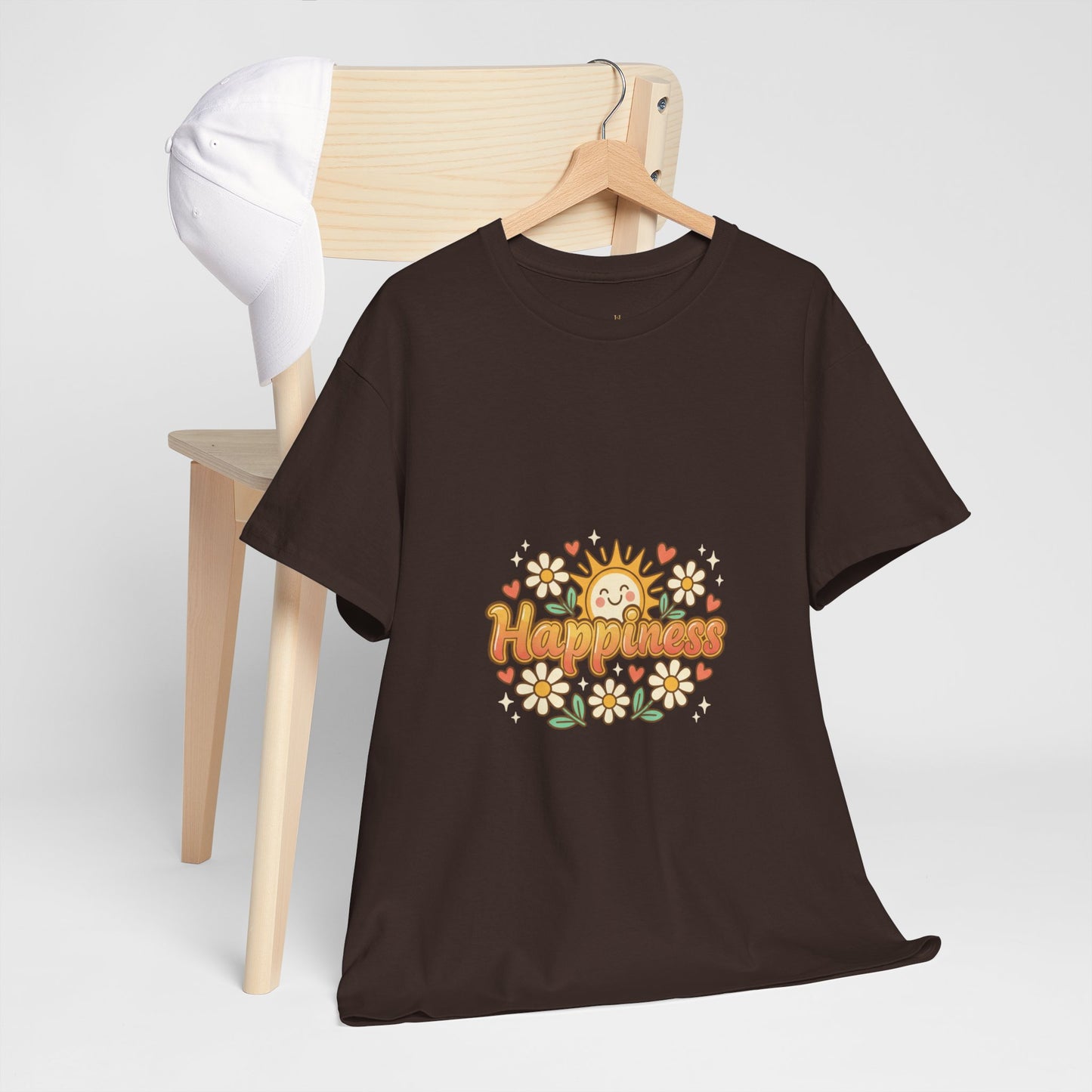T-Shirt — "Happiness" Retro Sunflower Graphic Tee