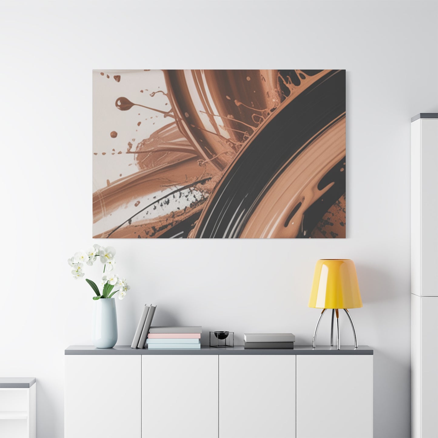 Abstract Brown Swirl Matte Canvas Wall Art (Stretched 1.25")