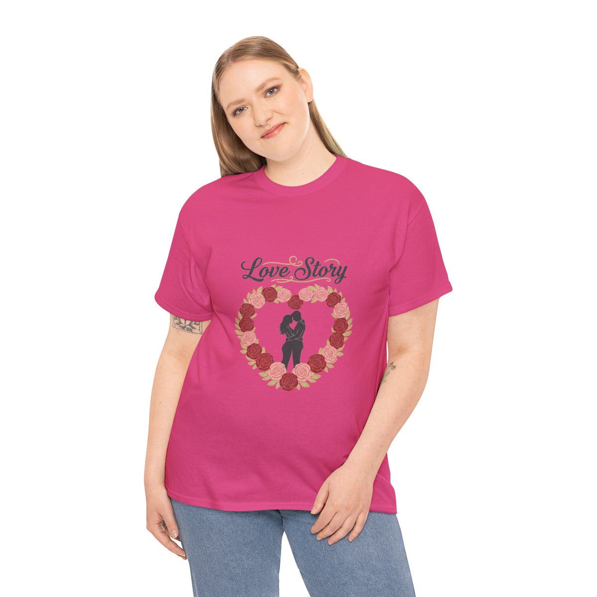 Love Story T-Shirt — 'Love Story' Floral Heart Romance Tee