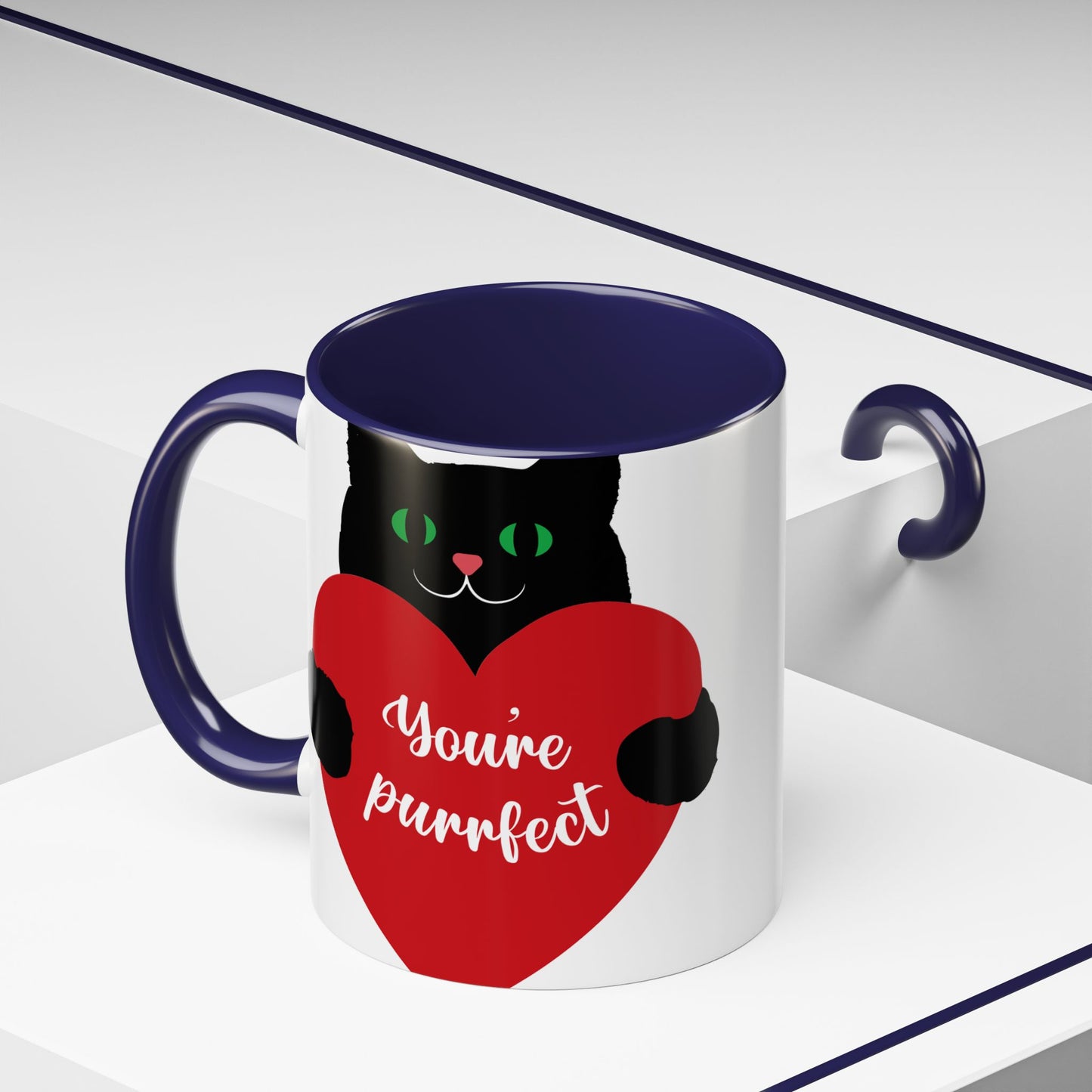 Purrfect Cat Heart Accent Coffee Mug – "You're Purrfect" 11/15oz