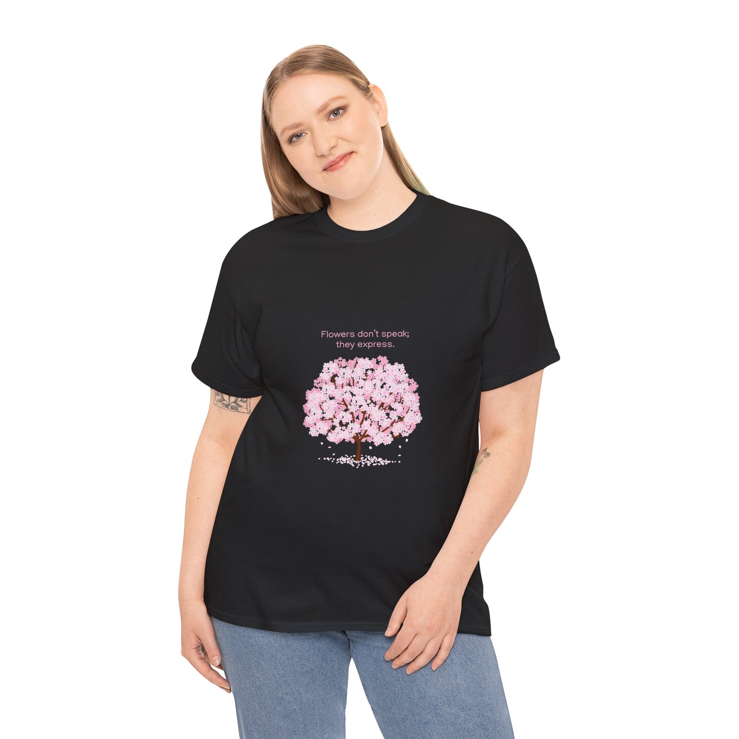 Cherry Blossom Tree T-Shirt — "Flowers don't speak, they express