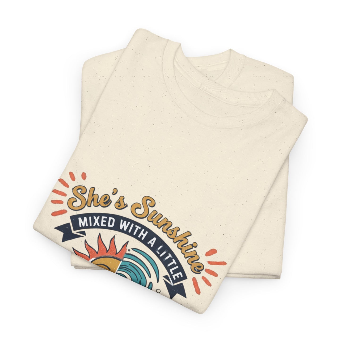 Sun & Sea Hurricane Graphic Tee – Retro Split Sun Wave Design