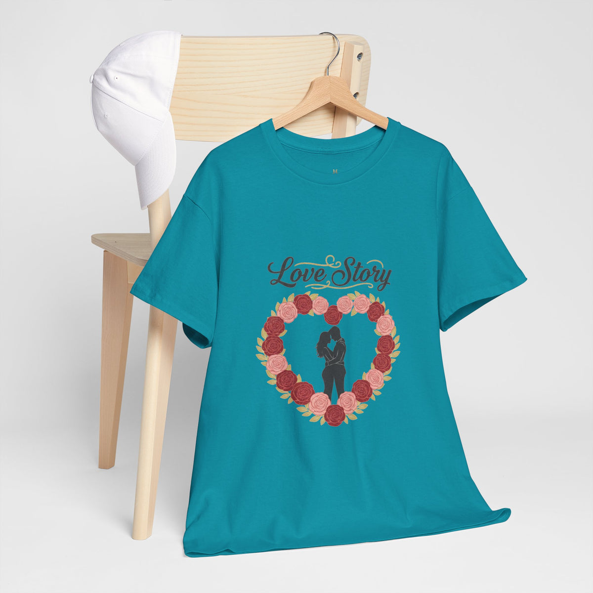 Love Story T-Shirt — 'Love Story' Floral Heart Romance Tee