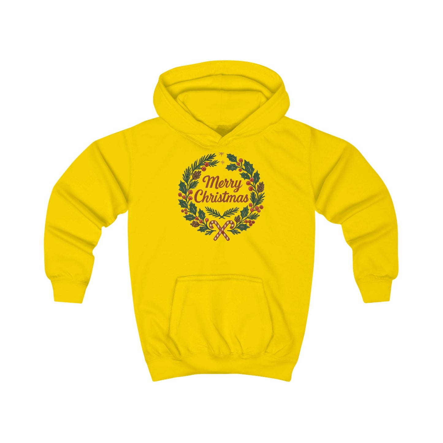 Kids Hoodie - Merry Christmas Wreath Holiday Sweatshirt