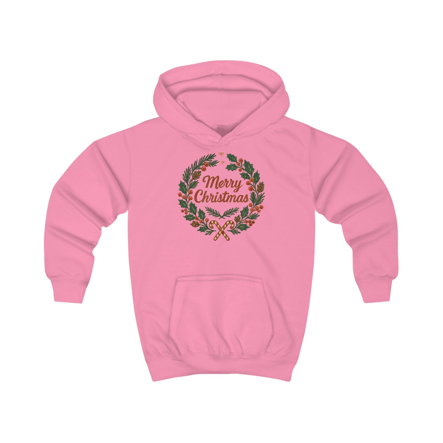 Kids Hoodie - Merry Christmas Wreath Holiday Sweatshirt