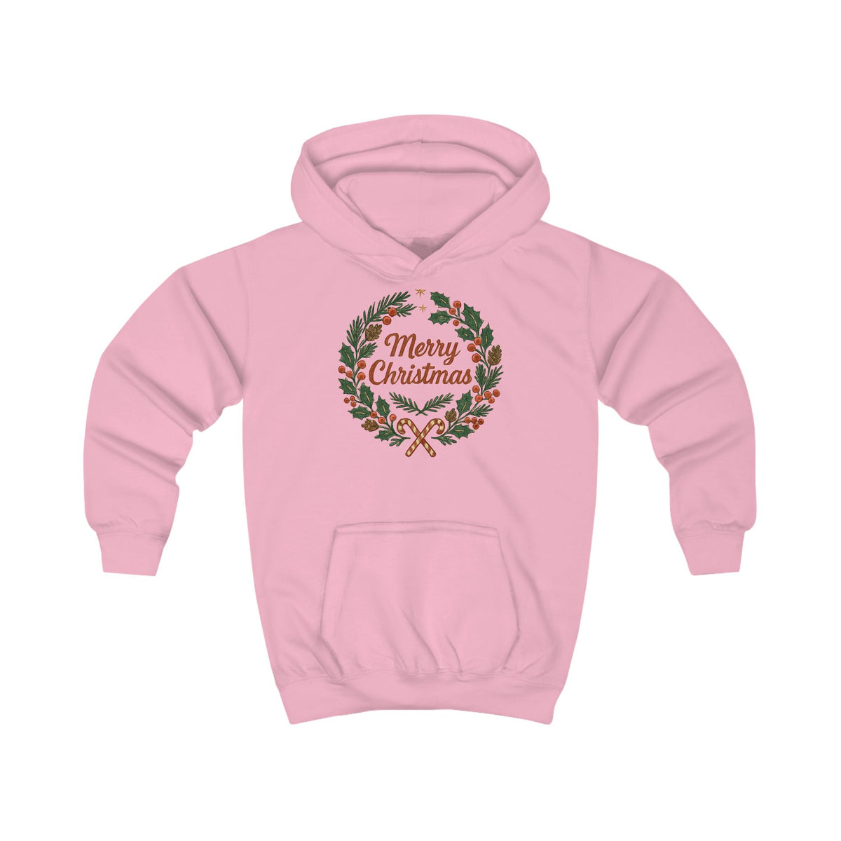 Kids Hoodie - Merry Christmas Wreath Holiday Sweatshirt